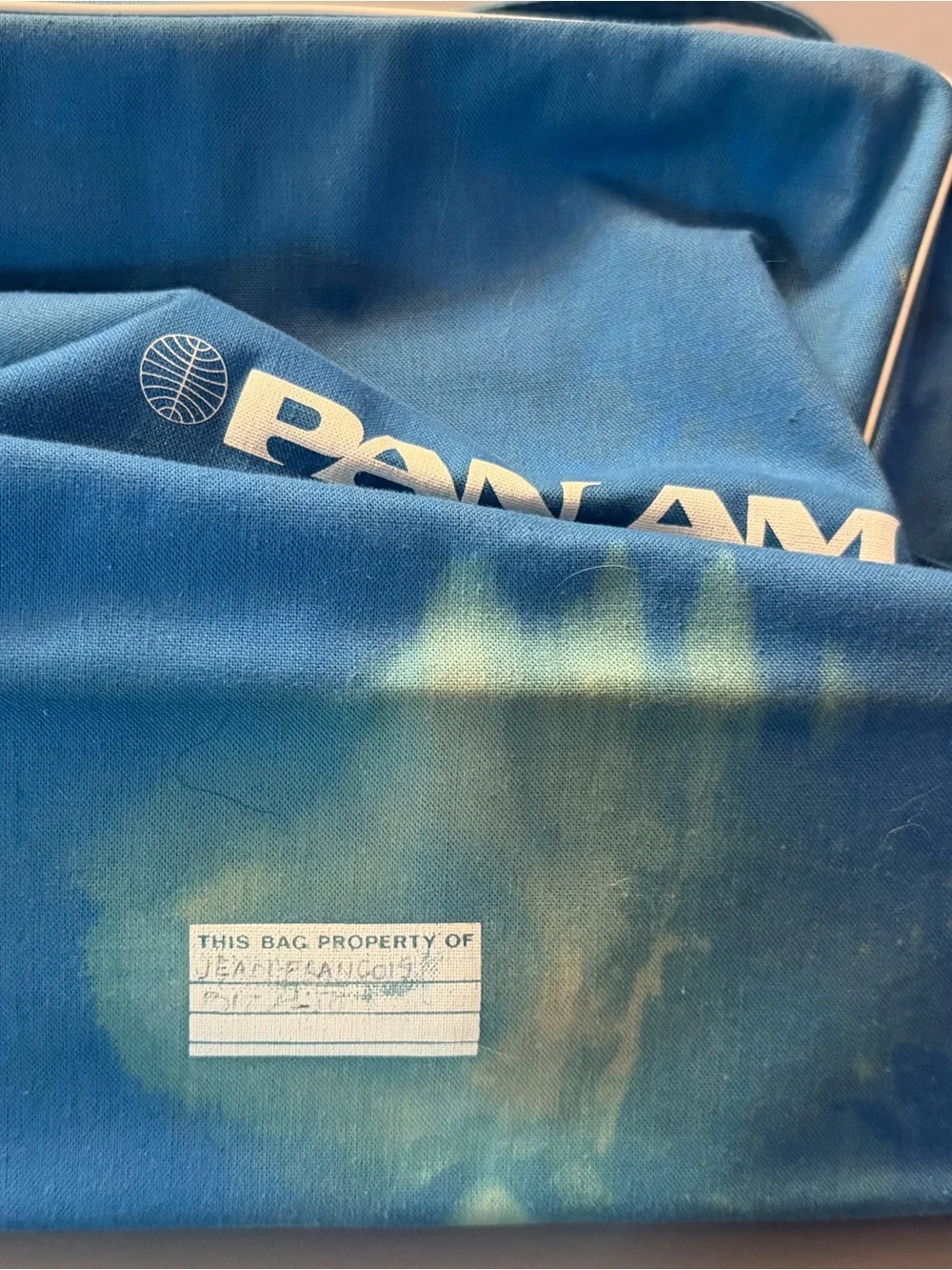 Blue Canvas Shoulder Bag - Vintage Airline Logo